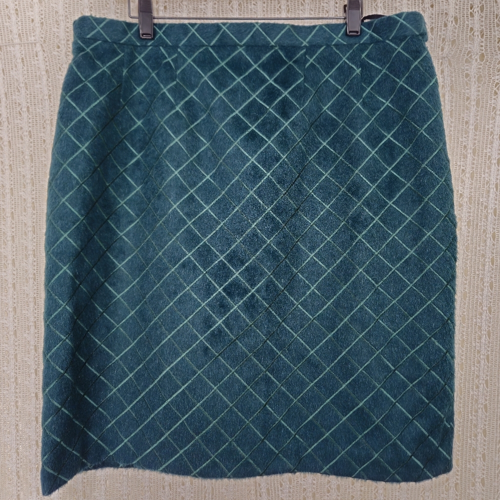 Beatriz Canedo Patino Alpaca Wool Green Pencil Skirt Size 38in Waist Vintage